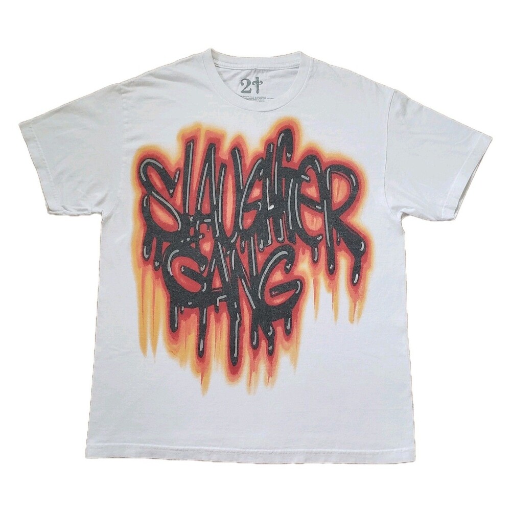 Slaughter Gang It's All A Blur Size Large Mens White Double Side T-Shirt Hip Hop